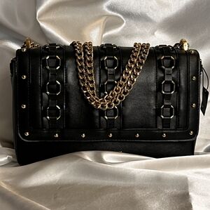 Victoria Secret Elegant Black Chain-Embellished Bag NWT